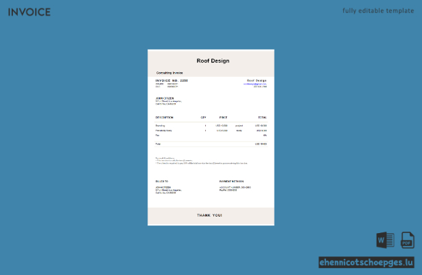 USA Roof Design – Rechnungsbeispiel (Vorschau)